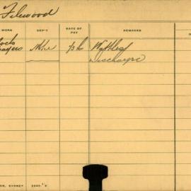 Staff Card - Filewood, A - employed 1907