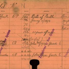 Staff Card - Field, W - employed 1916-1920