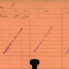 Staff Card - Fergie, A - employed 1921