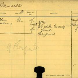 Staff Card - Farrell, H - employed 1912-1915