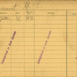 Staff Card - Fancourt , H - employed 1921