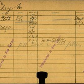 Staff Card - Fahey, W - employed 1919-1920