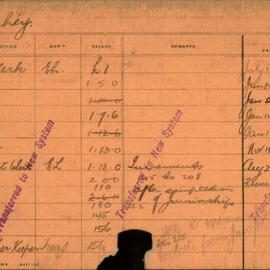 Staff Card - Fahey, R - employed 1909-1920