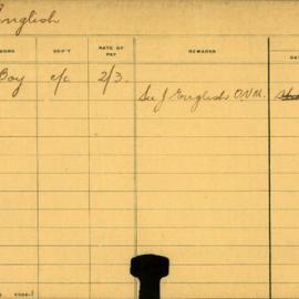 Staff Card - English, J - employed 1910-1911