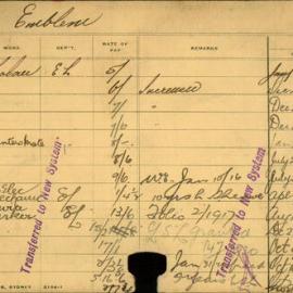 Staff Card - Emblene, M - employed 1905-1920