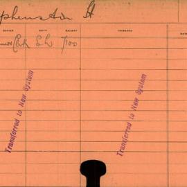 Staff Card - Elphinston, H - employed 1921