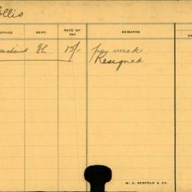 Staff Card - Ellis, R - employed 1913