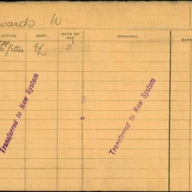 Staff Card - Edwards, W - employed 1921