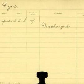 Staff Card - Dyer , A - employed 1908