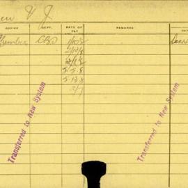 Staff Card - Drew, VJ - employed 1919-1920
