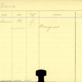 Staff Card - Dove, J - employed 1911