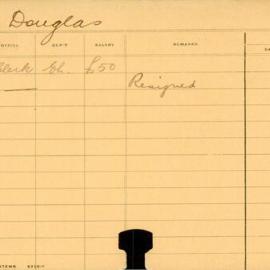 Staff Card - Douglas, C - employed 1912-1913