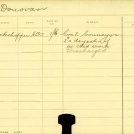 Staff Card - Donovan, W - employed 1911