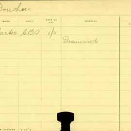 Staff Card - Donohue, P - employed 1908