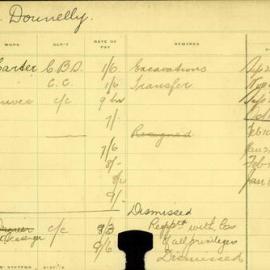 Staff Card - Donnelly, T - employed 1908-1918