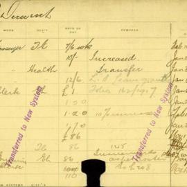 Staff Card - Derwent, F - employed 1907-1920