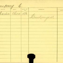 Staff Card - Dempsey, C - employed 1916-1917