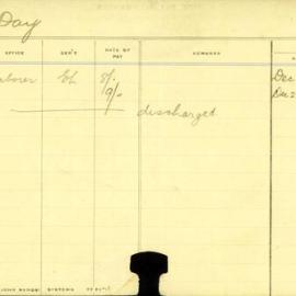 Staff Card - Day, C - employed 1911-1913