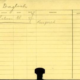Staff Card - Daglish, J - employed 1915