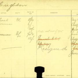 Staff Card - Crighton, P - employed 1912-1918