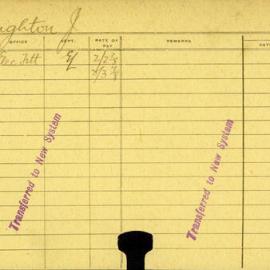 Staff Card - Creighton, J - employed 1920