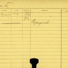 Staff Card - Cox, W - employed 1919-1920