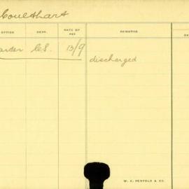 Staff Card - Coulthart, J - employed 1913