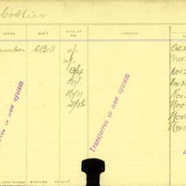 Staff Card - Cottier, R - employed 1911-1920