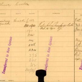 Staff Card - Cook, Arthur - employed 1910-1919