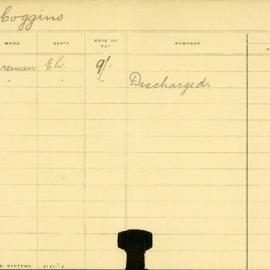 Staff Card - Coggins, E - employed 1908