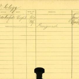 Staff Card - Clegg, WW - employed 1916-1918