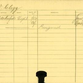 Staff Card - Clegg, WW - employed 1916-1918