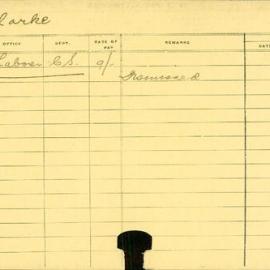 Staff Card - Clarke, H - employed 1915