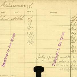 Staff Card - Chinnery, E - employed 1901-1919