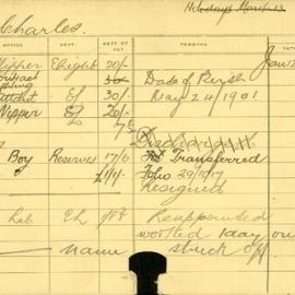 Staff Card - Charles, C - employed 1916-1920