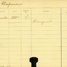 Staff Card - Chapman, W - employed 1912