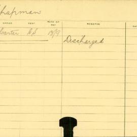 Staff Card - Chapman, C - employed 1914