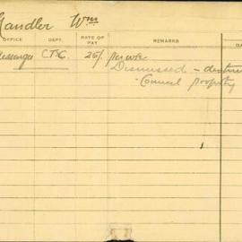 Staff Card - Chandler, William - employed 1920