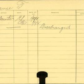 Staff Card - Chance, T - employed 1919