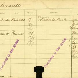 Staff Card - Cassell C - employed 1911-1919