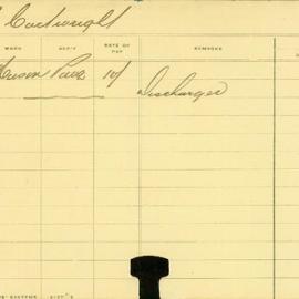 Staff Card - Cartwright, J - employed 1907