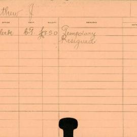 Staff Card - Carthew, J - employed 1916