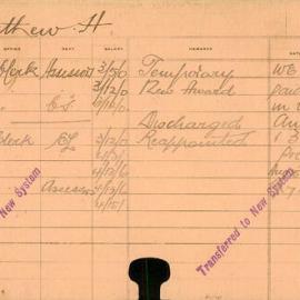 Staff Card - Carthew, H - employed 1917-1920