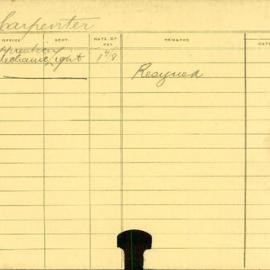 Staff Card - Carpenter, JH - employed 1916