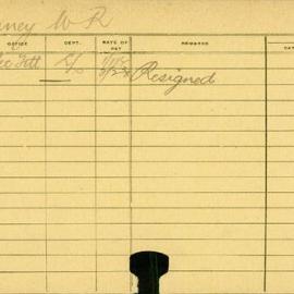 Staff Card - Canney, WR - employed 1919