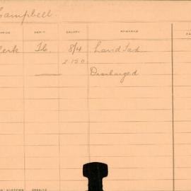 Staff Card - Campbell, R - employed 1909