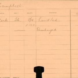 Staff Card - Campbell, R - employed 1909