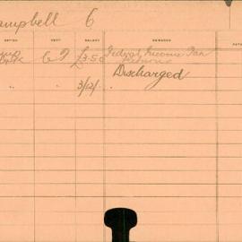 Staff Card - Campbell, C - employed 1916-1917