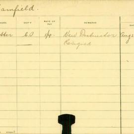 Staff Card - Camfield, H - employed 1909-1910