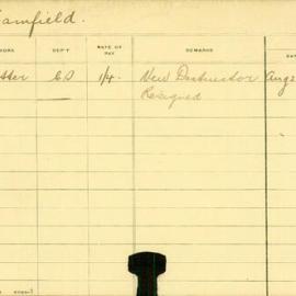 Staff Card - Camfield, H - employed 1909-1910